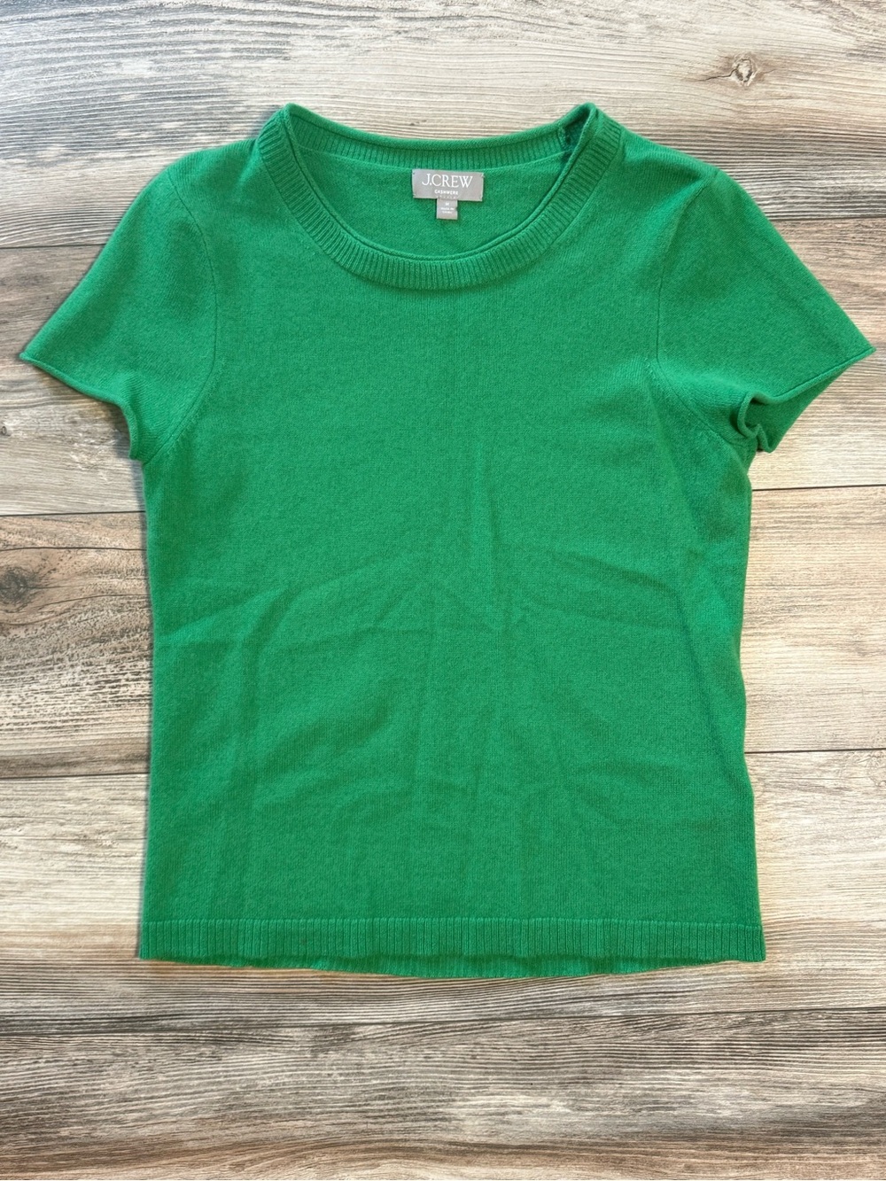 J.Crew Kelly Green Short-Sleeve Crewneck Cashmere Tee